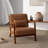 Jyrin 25.8" Wide Mid Century Upholstered Light Brown Faux Leather Solid Wood Accent Chair with an Extra Pillow-710261413-710261410