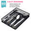 Silverware Drawer Organizer - 5 Compartments，Black
