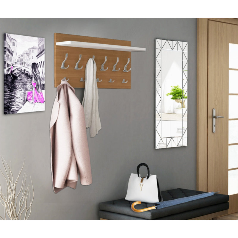 Eizo Wall 11 - Hook Wall Mounted Coat Rack, Alder/White