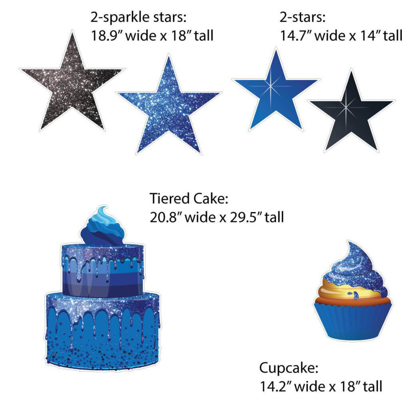 Weather Resistant and UV Resistant Plastic Birthday Outdoor Decoration, Blue
