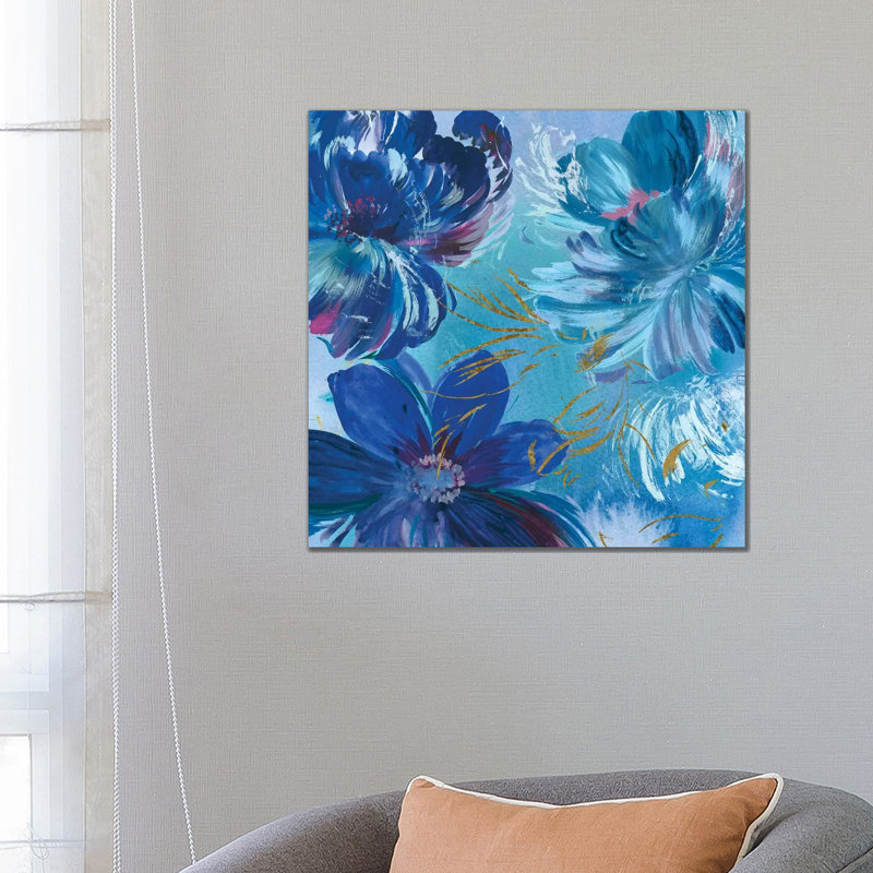 Midnight Floral I by Asia Jensen - Wrapped Canvas Painting, 30.48 cm H x 30.48 cm W x 1.91 cm D