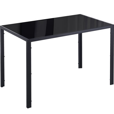 Glass Top Metal Base Dining Table