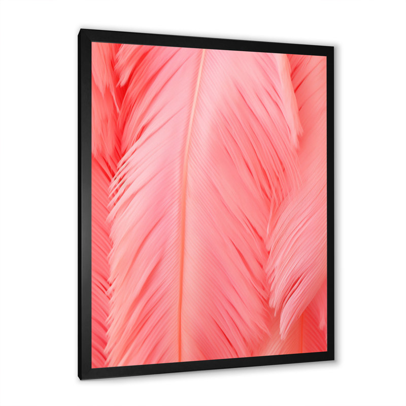 Boho Glam Pink Feather Elegance, reproduction sur toile encadrée, Cadre simple noir, H 32 po x l 24 po x P 1 po