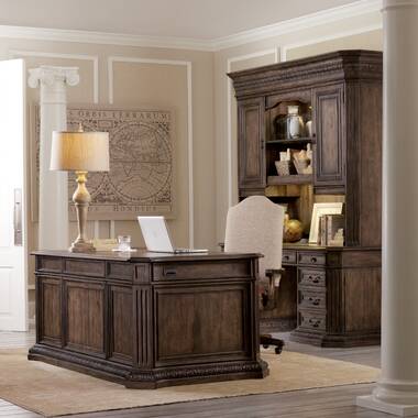 Solid Wood Framed 51 Study Desk and Hutch Set in Natural Finish