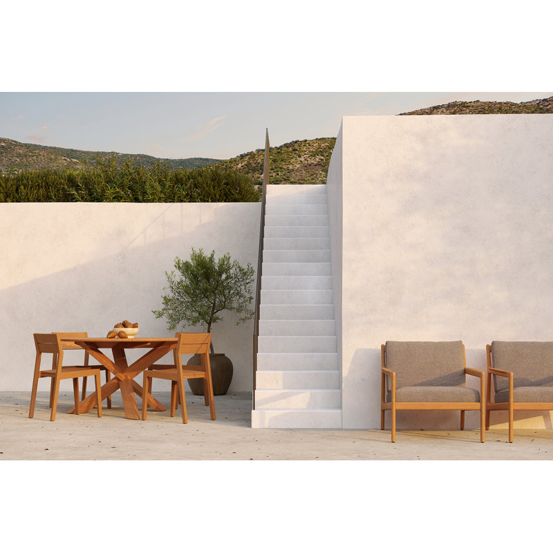 Jack Outdoor Teak Lounge Chair, White/Off White