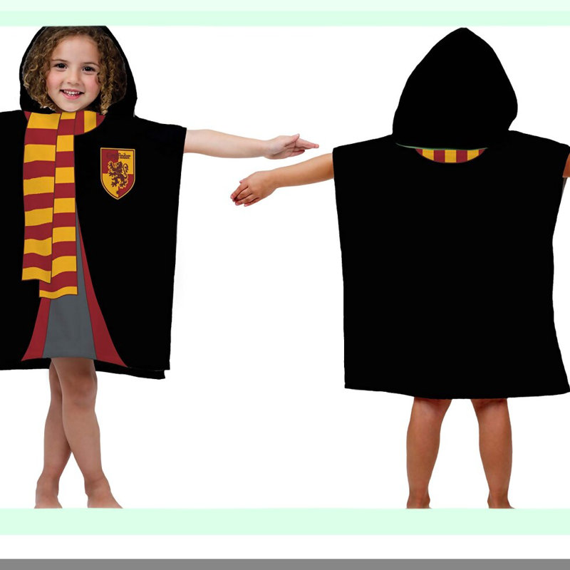 Gryffindor Kids Hooded Poncho Towel - Super Soft Absorbent Cotton, 28x28 Inches, Bath/Pool/Beach Use, Official Harry Potter Product