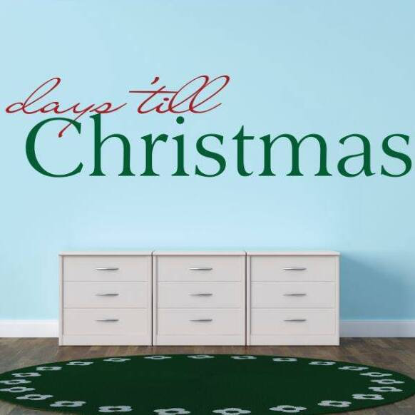 Décalcomanie murale jours’jusqu’à noël, H 10 po x l 40 po x P 0,16 po, Rouge / Vert