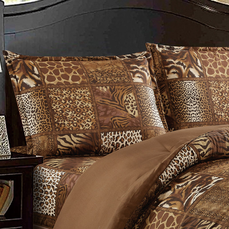 Twin Size Chocolate Brown Animal Print Comforter Set
