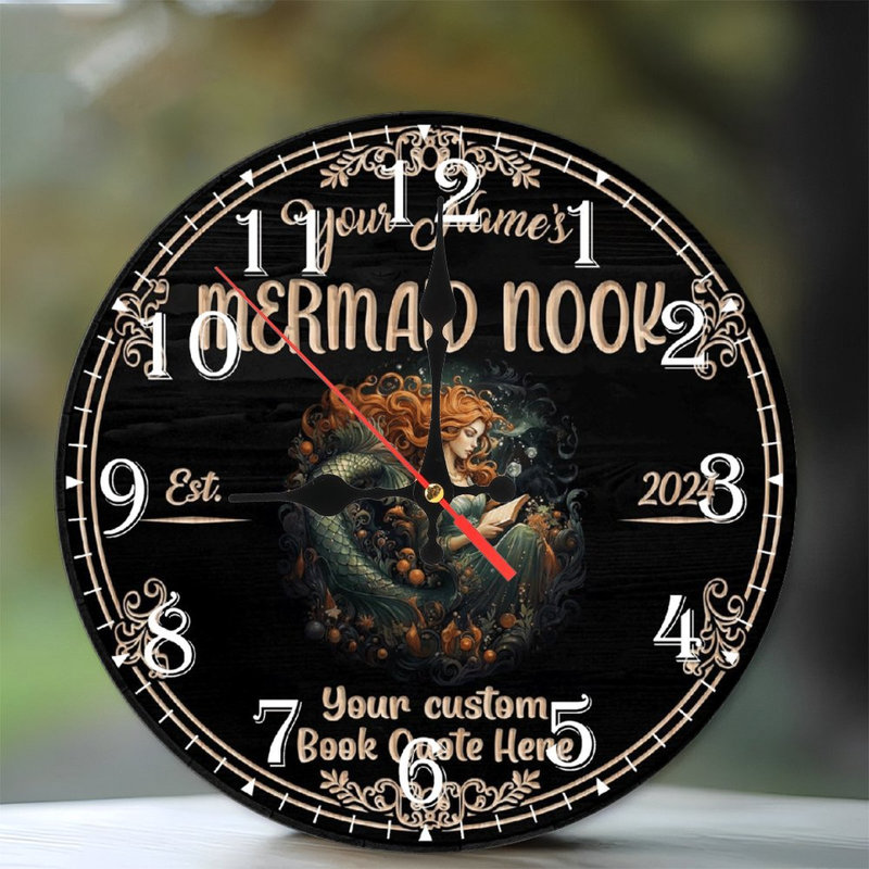 Horloge murale en bois 10 po, mouvement silencieux, à piles (piles AA non incluses), décor artistique, parfait pour les décorations