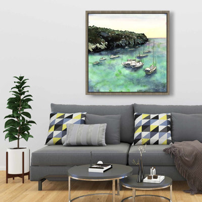 Boats in Cala Macarella - Exotic Framed Canvas