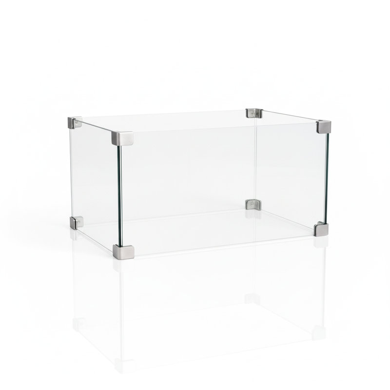 Verre transparent carré de 30 po de caractère trempé pour les brûleurs de foyer, flamme stable à l'épreuve du vent, conception de style sophistiqué pour s'agencer au décor, installation simple et profondeur de 17,77 po, 4,12 po