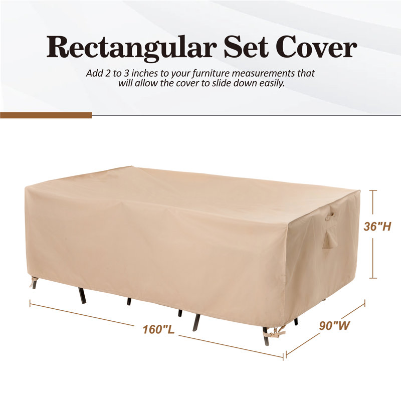 Housse imperméable pour terrasse d'extérieur, l 160 po x P 90 po x H 36 po, anti-déchirure robuste, garantie 3 ans, Beige