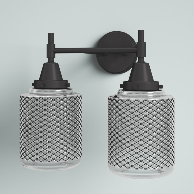 Éclairage pour meuble-lavabo à 2 lumières à intensité variable Gayle, Blanc mat, Noir mat