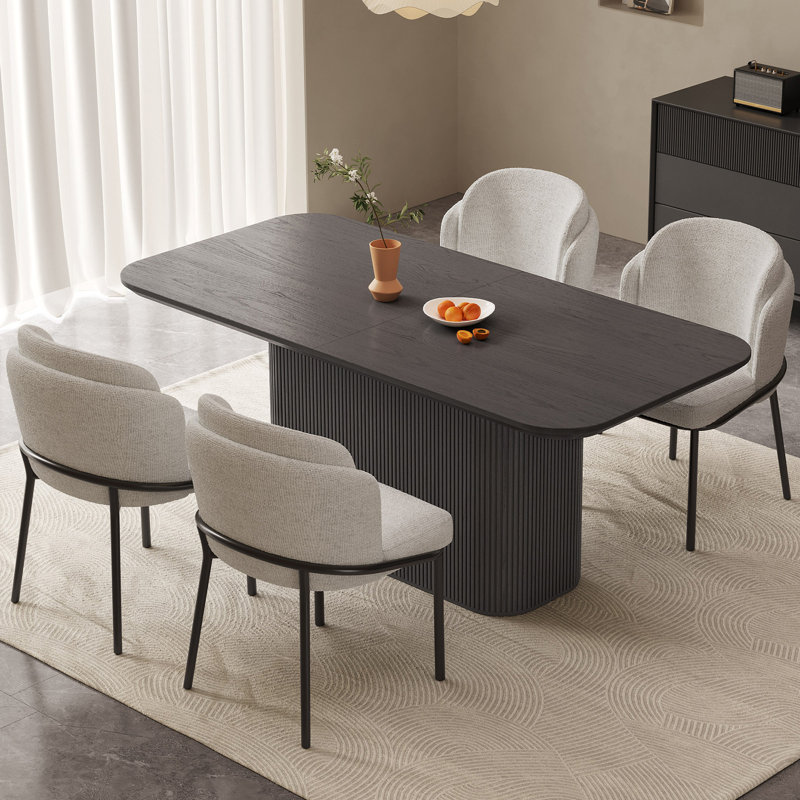 5-Piece Dining Table Set, Black, Dining Room, 5 Pieces: Table, 4 Chairs