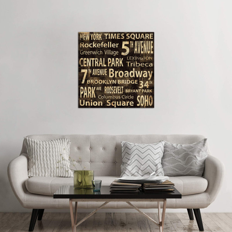 NYC In Words by Luke Wilson - No Frame Print on Canvas, 45.72 cm H x 45.72 cm W x 1.91 cm D