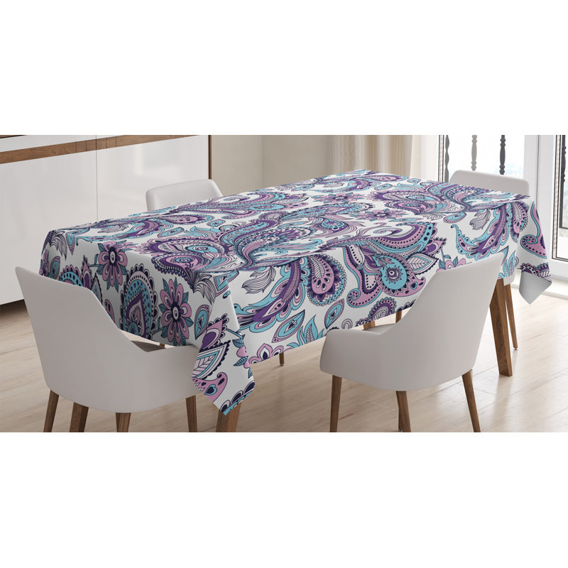 Flowers Leaves Tablecloth, 90" L x 60" W