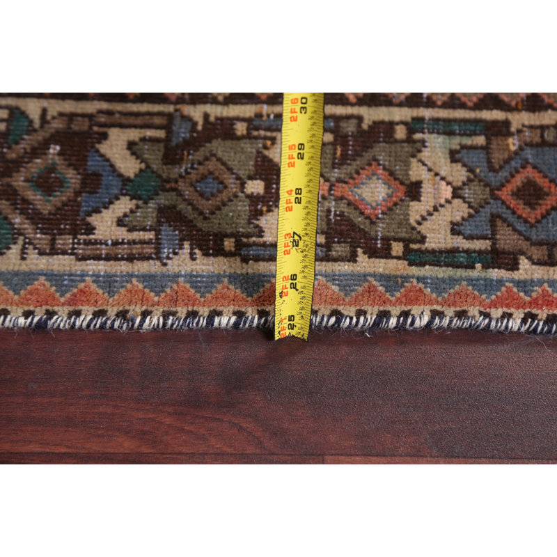 Tapis rétro rétro motif géométrique Bakhtiari noué à la main 5 x 10