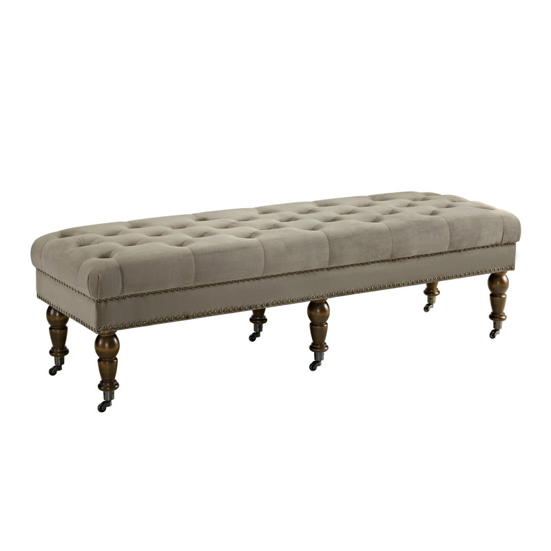 Athylene Linen Upholstered Bench, 17.75” H x 62” W x 19.63” D, Beige