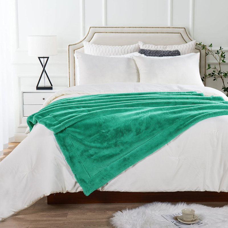 Knitted Throw Blanket, 127cm W x 152.4cm L, Blue Turquoise