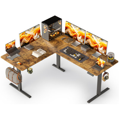 L-shaped Standing Desk – Adjustable Height Electric Desk With 4 Memory Controller by 17 Stories