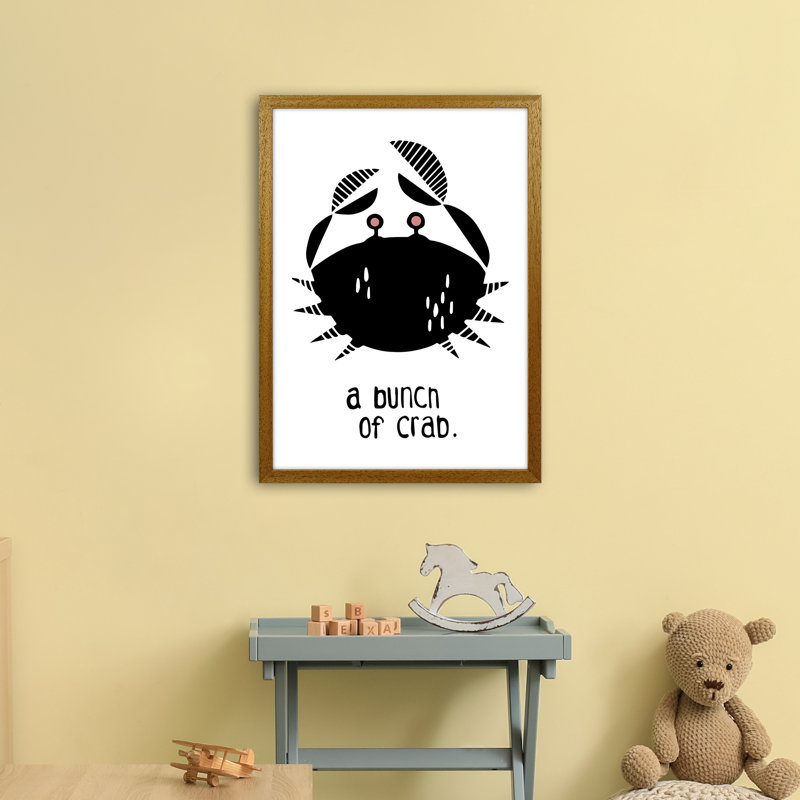 Crab by Miniofmine - Print, 63cm H x 46cm W x 3cm D, Brown Framed