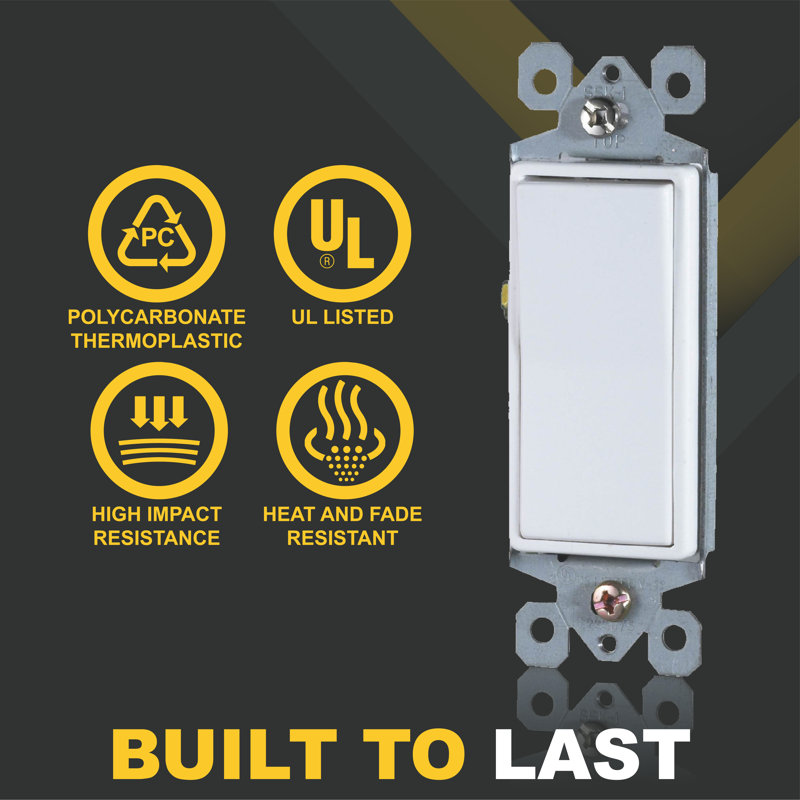 15 Tamper Resistant 3-Way Rocker Light Switch, White