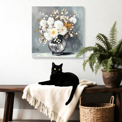 Ready - To Hang White Canvas 24X24 Inch For Bathroom And Apartment Retro Style