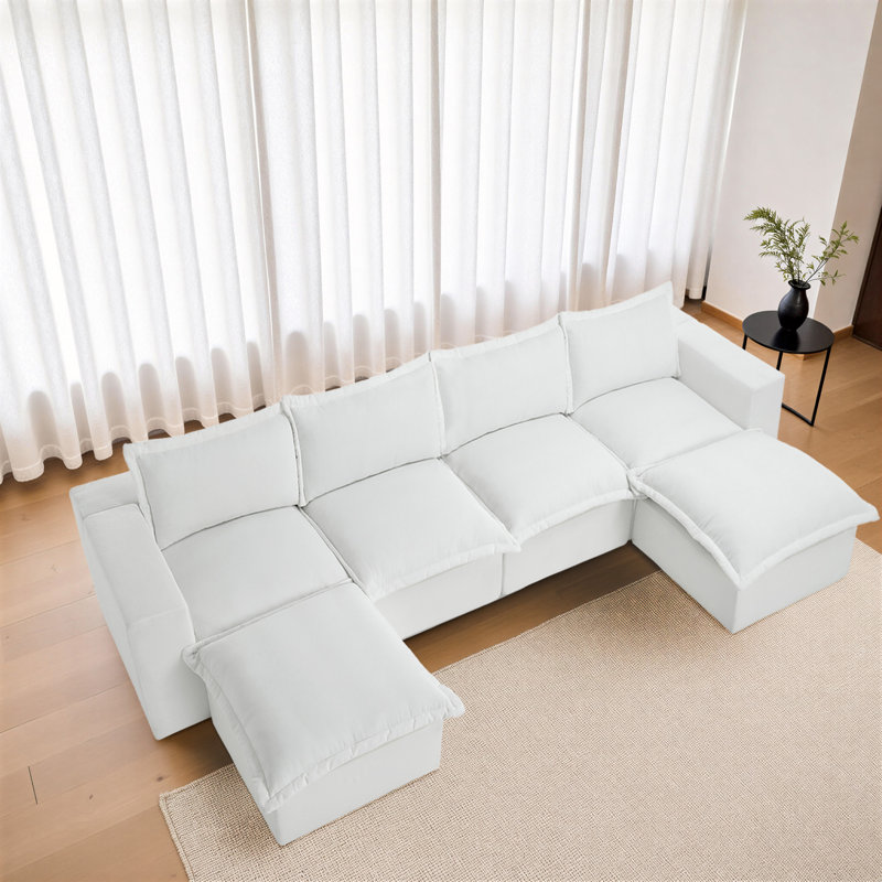 6 Seater Seating Component, Beige Chenille