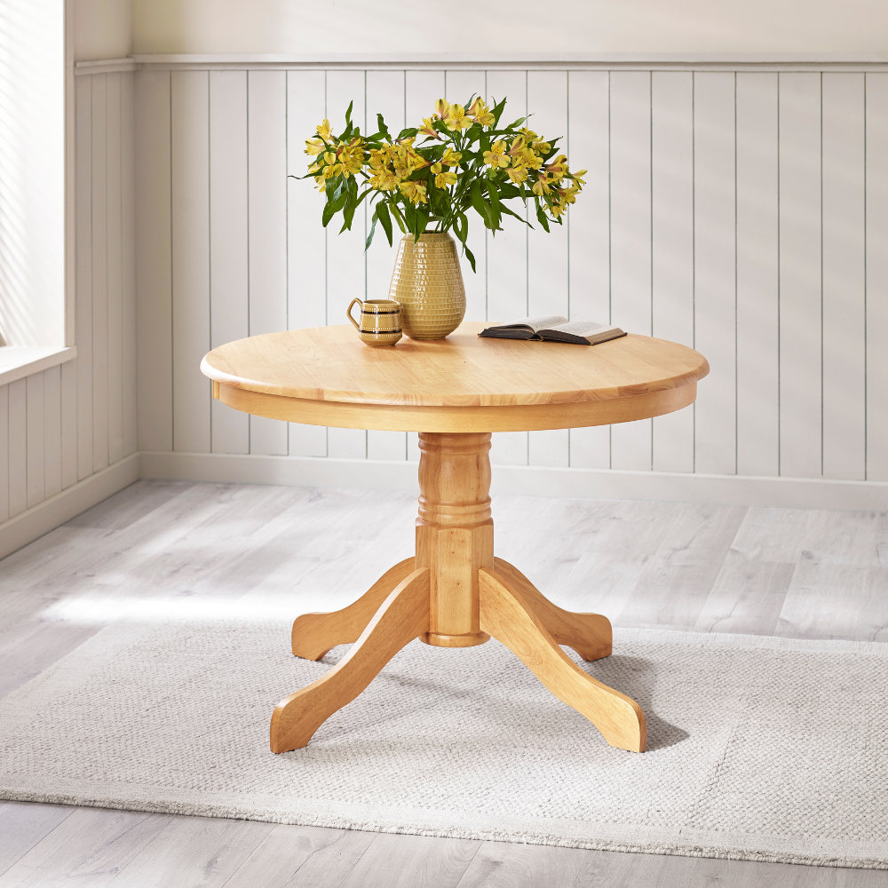 Tamala Round Dining Table In Solid Wood - Traditional Rustic Farmhouse Kitchen
