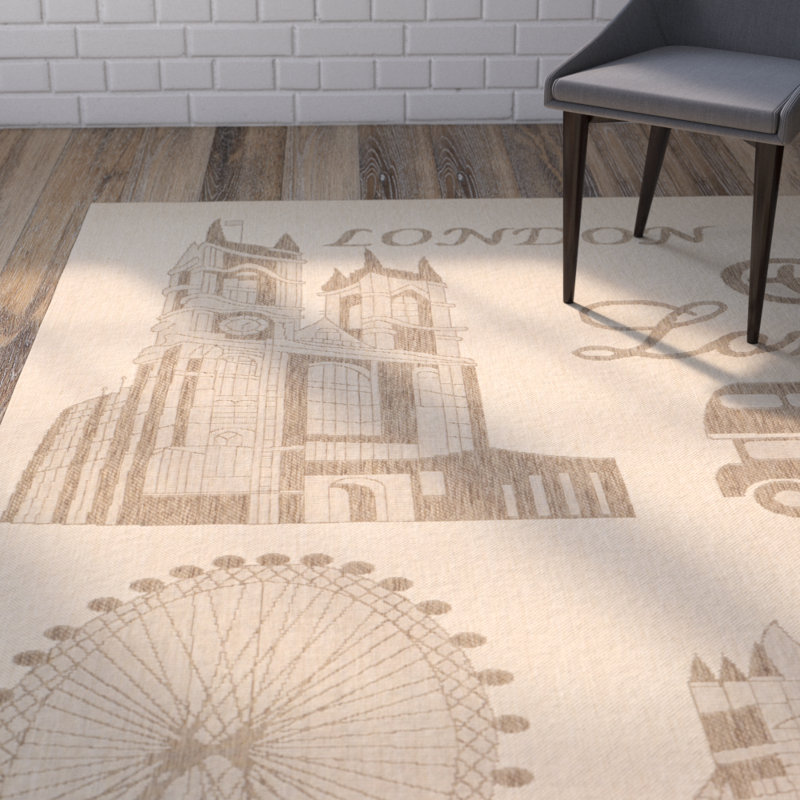 Tapis géométrique brun Willia, Rectangle 4 pi x 5 pi 7 po