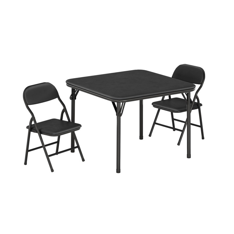 3 Piece Folding Table And Chairs Set, Activity Table And Chairs Set, Black