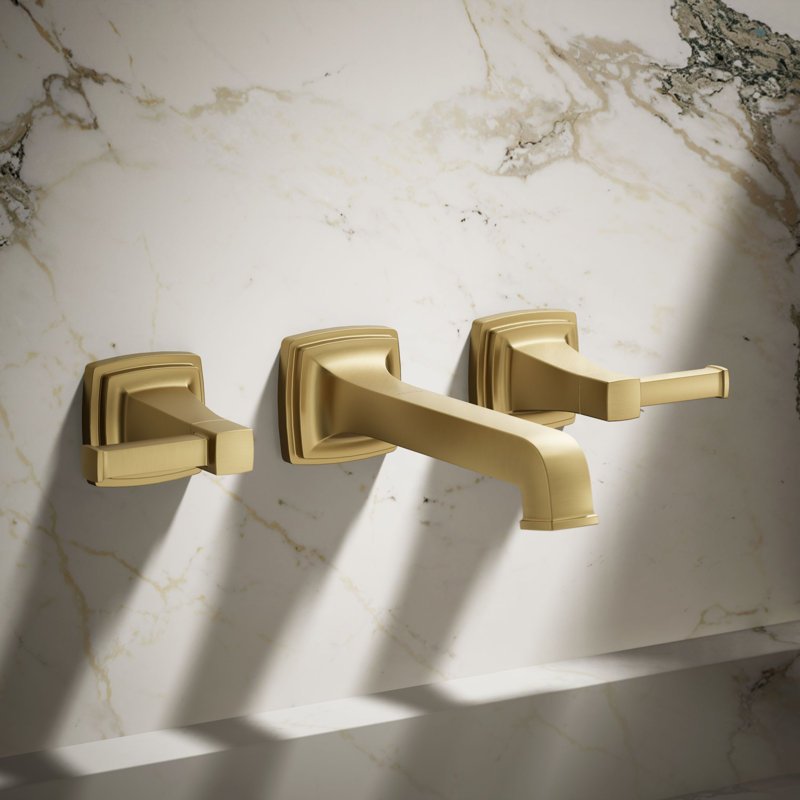 Riff Wall-Mount Bathroom Sink Faucet Trim, Vibrant Brushed Moderne Brass
