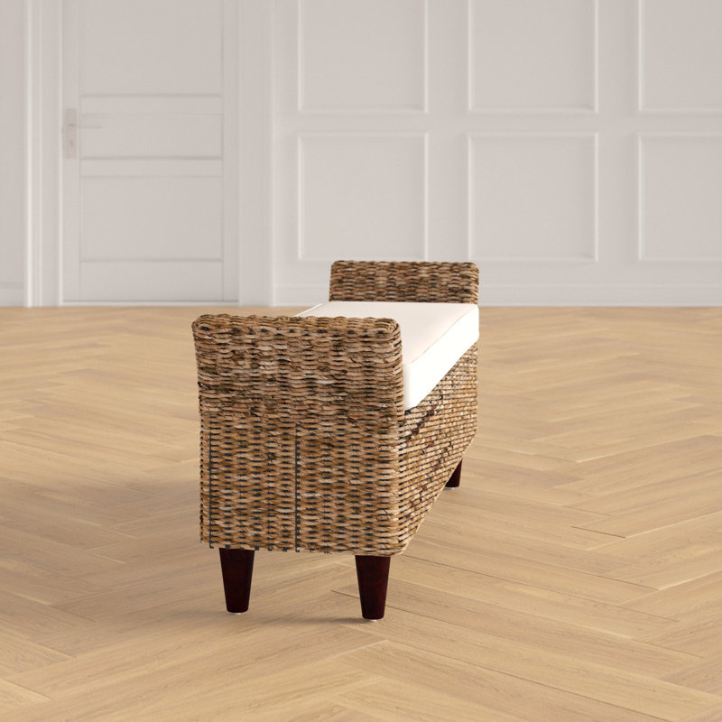 Calne Upholstered Wicker Bench