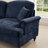 Classic Three Seater Modular L Shaped Sectional Couch With Flared Arms And Removable Ruffles Pleats Skirts And Spindle Legs, Comfy Chenille Four-Seat Deep Seat Sofa With Movable Ottoman, Blue