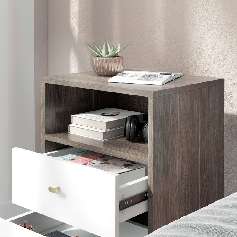 40cm W Engineered Wood Bedside Table