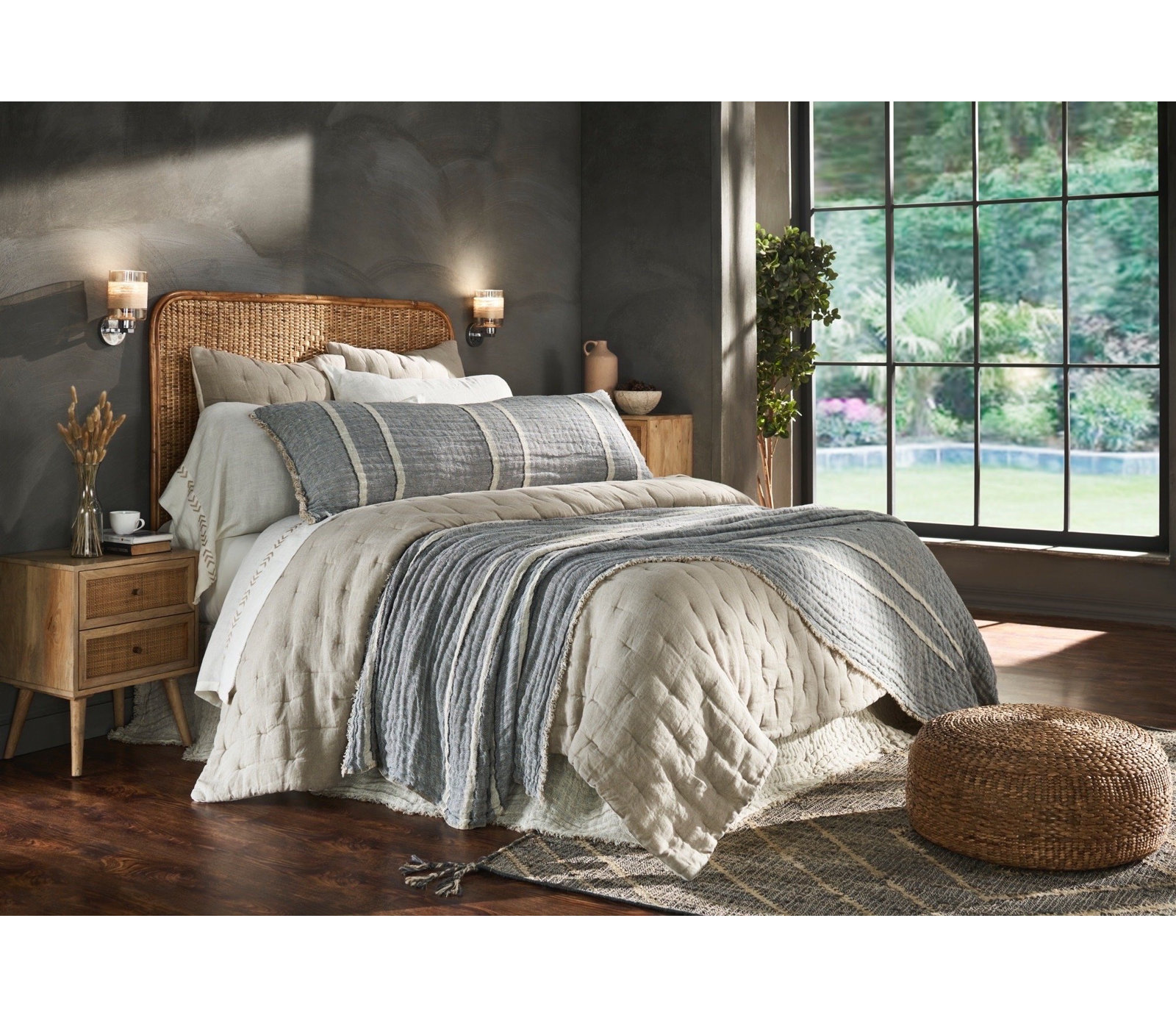 Daline Linen Coverlet Set, Limestone