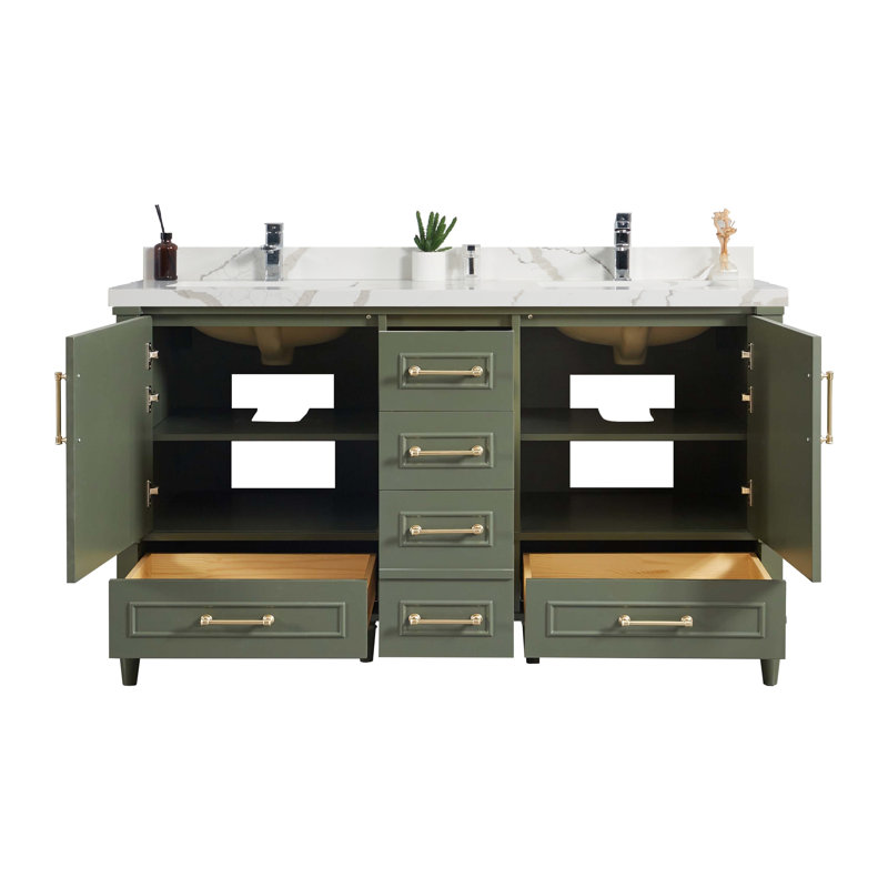 Ensemble de meuble-lavabo double 60 po Flavell, Calacatta
