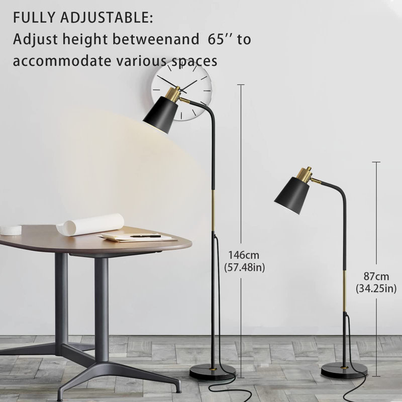 Hadlock 57.48'' Arched Floor Lamp, Matte Black