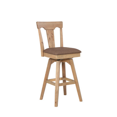 Solid Wood Panel Back Swivel Bar Stool