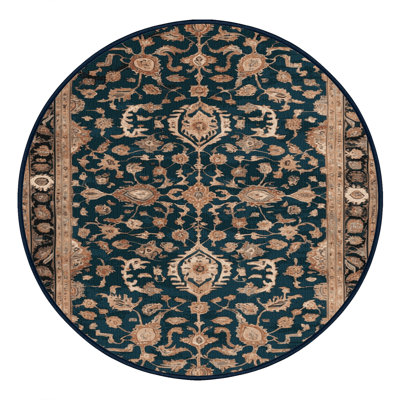 Machine Washable Persian Blue Area Rug