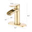 Robinet de lavabo de salle de bain or brossé - Cascade à poignée simple avec plaque de pont et drain de trop-plein-127300894