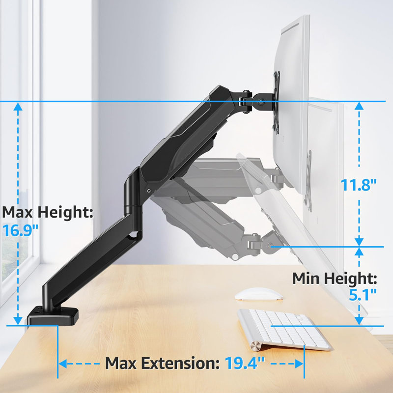 Single Monitor Desk Mount Holds Screen up to 32 inch, Black