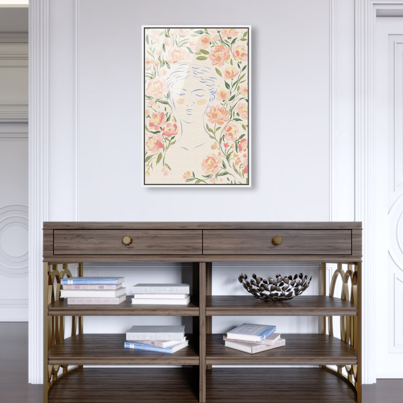 Artemis And Flowers Print by Oliver Gal, 16"H x 11"W, White Floater Frame