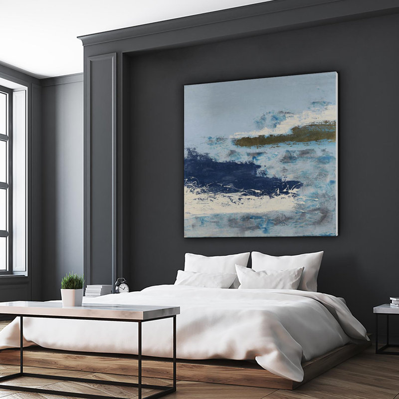 Giant Blue and Beige Canvas Art Print, 72 x 72 inches