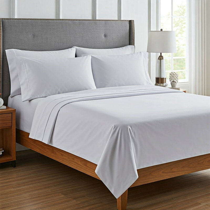 6Piece Microfiber Bed Sheets  Soft, WrinkleFree, Deep Pocket Fit, White, King Sheet Set with 4 Pillowcases