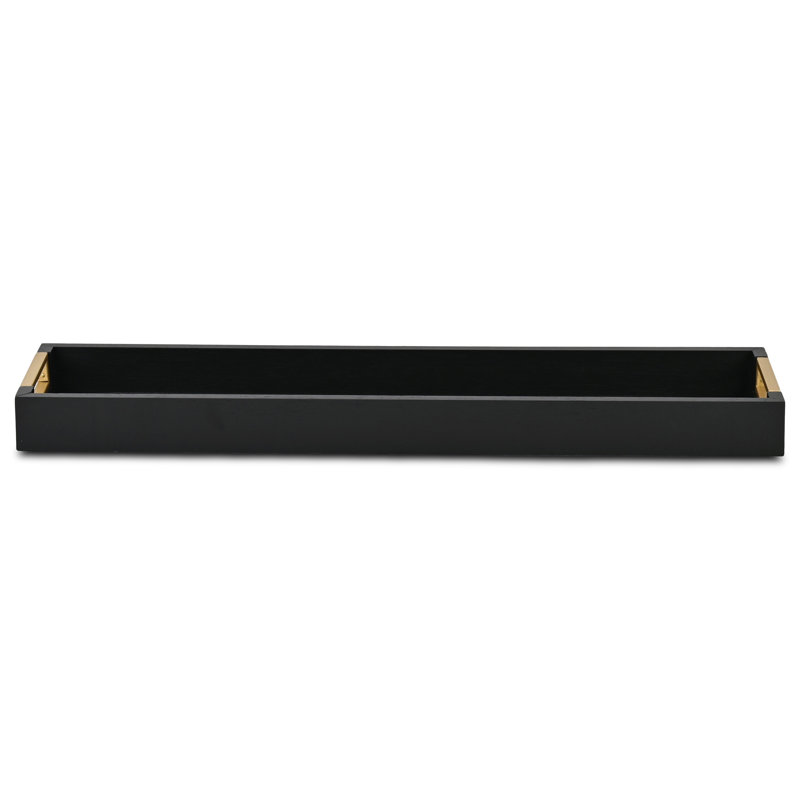 Plateau décoratif mince en bois Nyssa, L 24 po x P 6,25 po x H 1,75 po, Noir