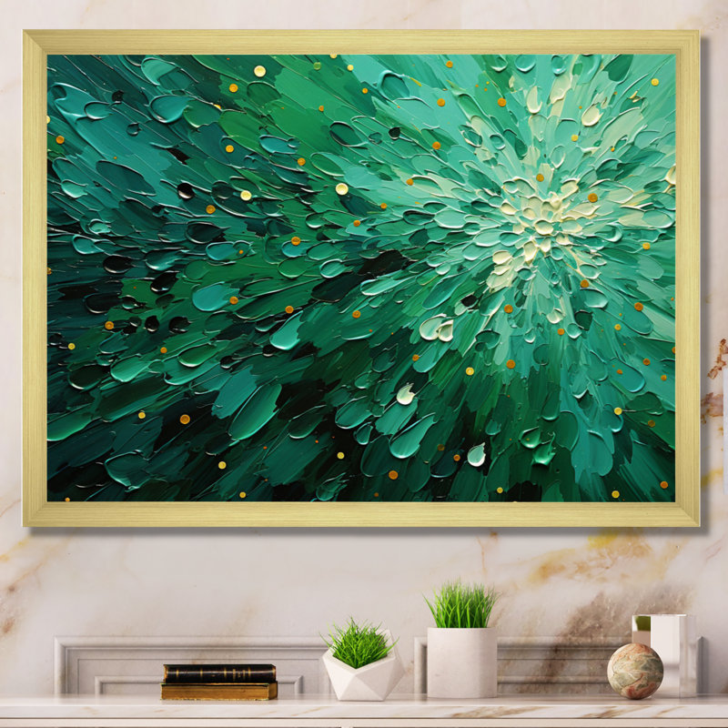 Décoration murale Emerald Euphoria II - Paysages abstraits, H 30 po x l 40 po, Cadre photo unique, Doré