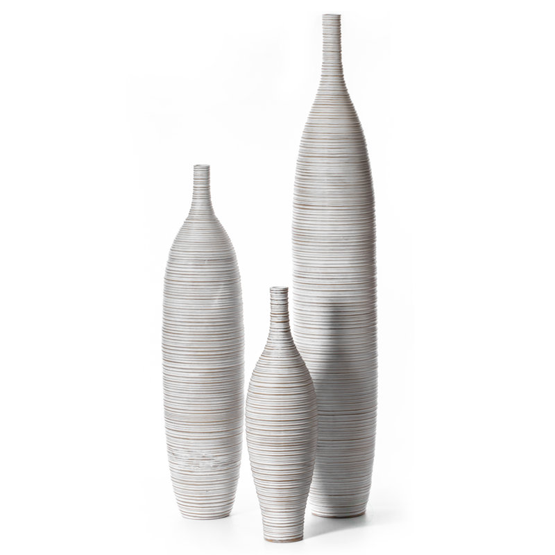 Roddney White Tall Floor Vase, Modern Home Decoration, 48" H x 8" W x 8" D, 3