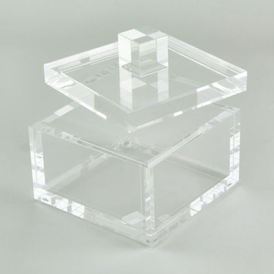 Lucite Box w/Clear Knob 4"x4"x3.75"