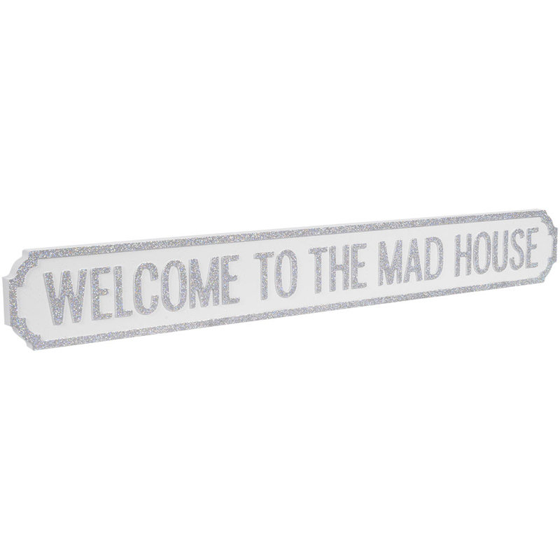 Street Sign, White/Glitter Siver